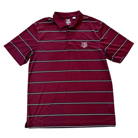 Cutter & Buck Other - Cutter & Buck Mens Texas A&M Aggies Polo Shirt XL Maroon Striped CB DryTec Golf